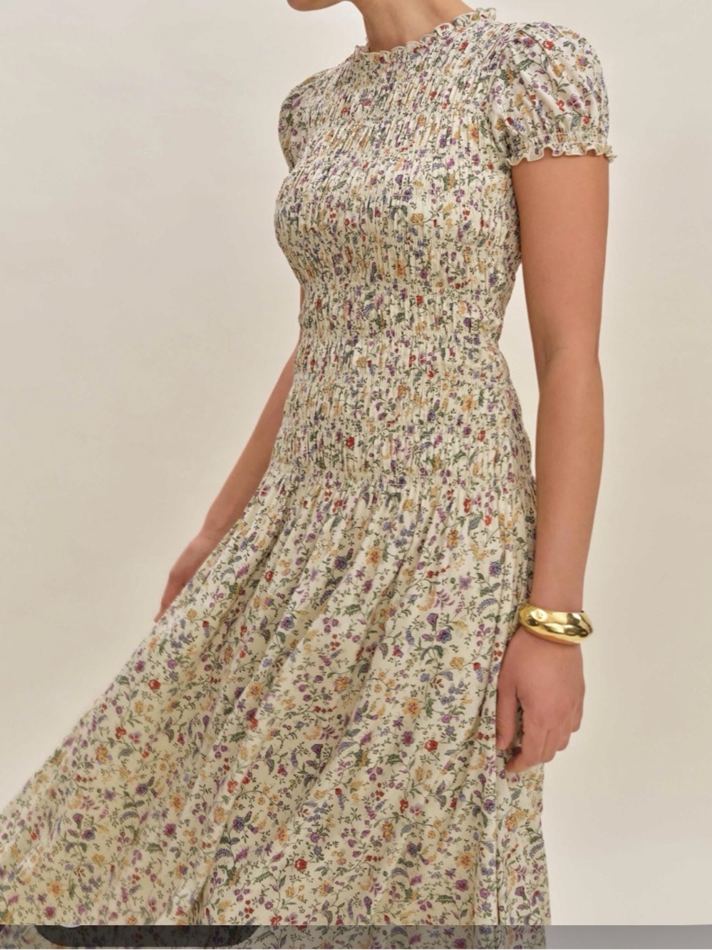 Reformation Kiria Dress Floral Smocked Maxi